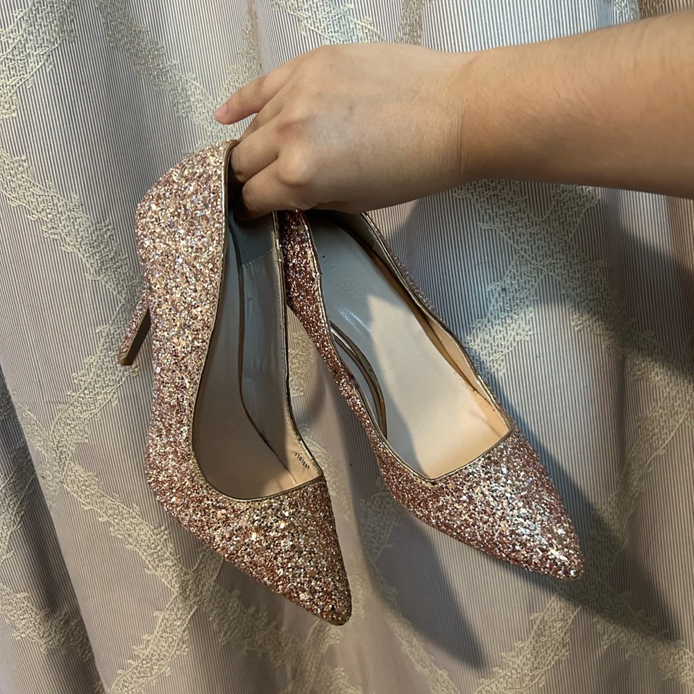 Charlotte Russe Glitter Rose Gold Heels